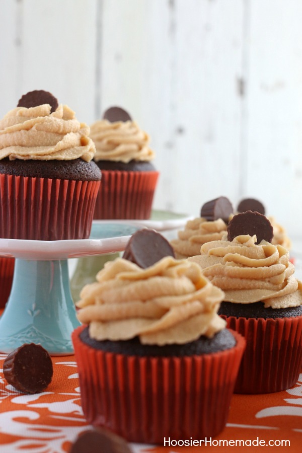 CHOCOLATE CUPCAKES WITH PEANUT BUTTER FROSTING -- This Homemade Chocolate Cupcakes Recipe will blow you away! The secret ingredient might just surprise you! These moist cupcakes are perfect for any occasion! 