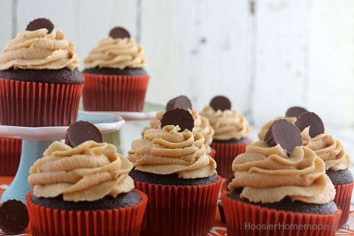 CHOCOLATE CUPCAKES WITH PEANUT BUTTER FROSTING -- This Homemade Chocolate Cupcakes Recipe will blow you away! The secret ingredient might just surprise you! These moist cupcakes are perfect for any occasion! 