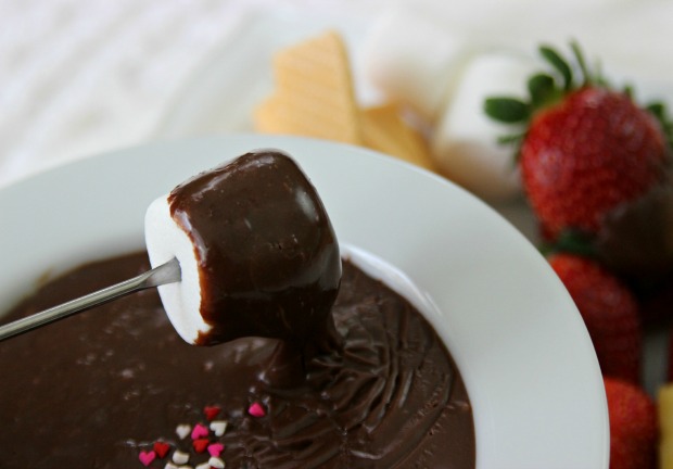 Chocolate Fondue: 2 ingredients and only 10 minutes of time | Recipe on HoosierHomemade.com