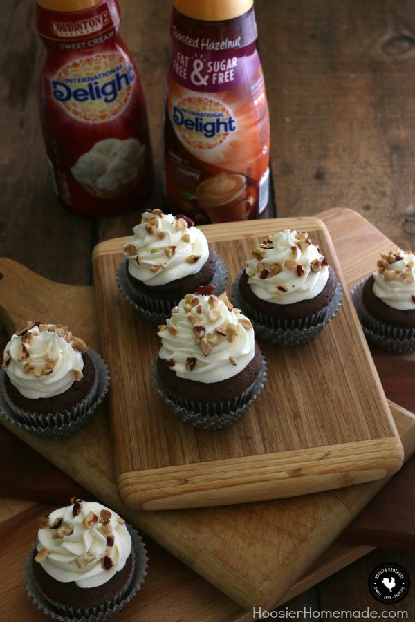 These delicious Chocolate Hazelnut Cupcakes with Sweet Cream Frosting are EASY to make. With just a few ingredients including a SURPRISE ingredient that adds a creamy flavor! The frosting is OVER THE TOP delicious! Click on the Photo for the Recipe!