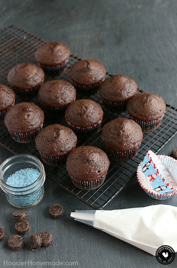 These Chocolate Peppermint Pattie Cupcakes are bursting with flavor! A simple chocolate cake mix is turned into a luscious holiday treat. And then if that's not enough, topped with Buttercream Peppermint Frosting and a mini Peppermint Pattie. 