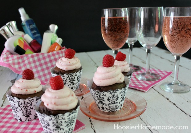 Chocolate Raspberry Cupcakes for Girl's Night Out :: Recipe on HoosierHomemade.com