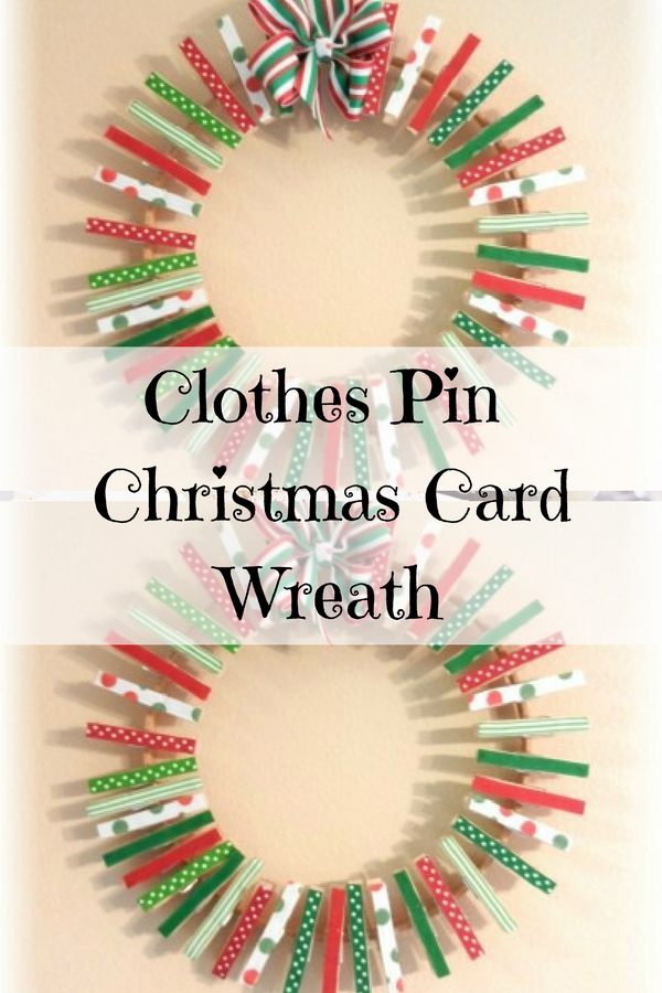 Clothes Pin Wreath for Christmas Cards