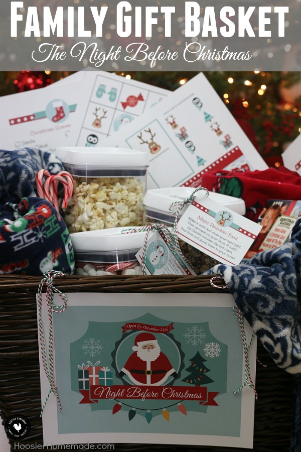 Create memories with this meaningful gift basket! The Night Before Christmas Gift Basket will be loved by the whole family! Reindeer Food, Snowman Soup, Christmas Movies, a cozy blanket to curl up with and new pajamas as you wait for Santa to arrive!