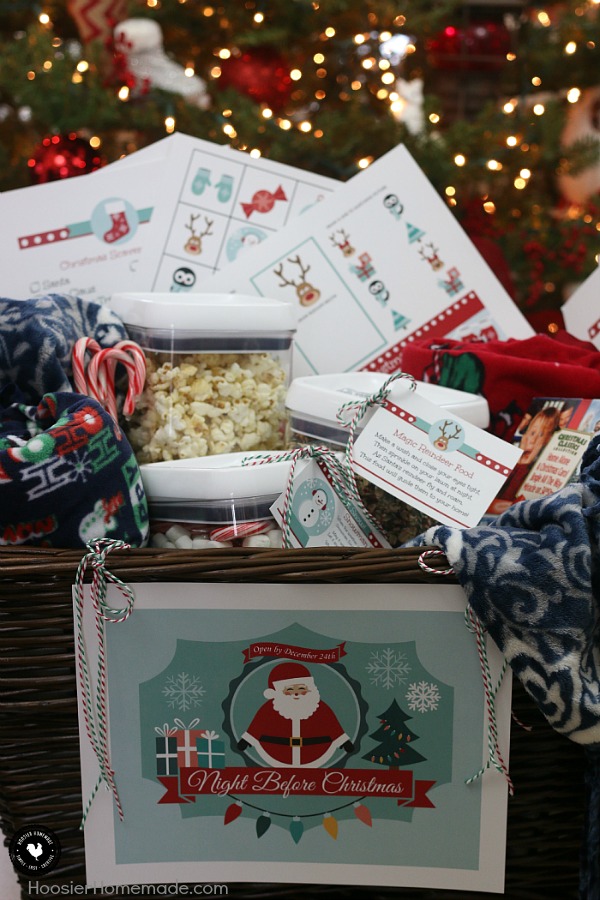 Create memories with this meaningful gift basket! The Night Before Christmas Gift Basket will be loved by the whole family! Reindeer Food, Snowman Soup, Christmas Movies, a cozy blanket to curl up with and new pajamas as you wait for Santa to arrive!