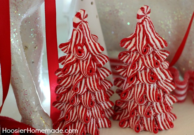 Christmas Mantel | Red and White Themed on HoosierHomemade.com