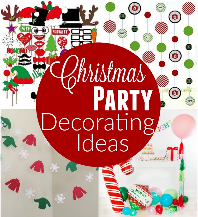 Throwing a Christmas Party? These Christmas Party Decorating Ideas are sure to bring a smile to your guests face! Photo Booth props, wall decorations, table decorations and much more! 