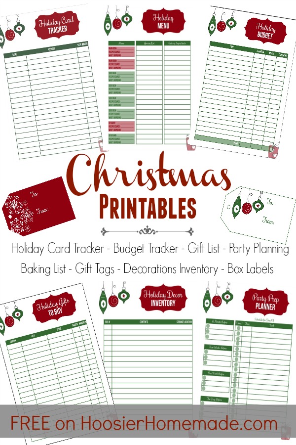 Grab your FREE Christmas Printables! Get organized with the Holiday Card Tracker, Budget Tracker, Gift List, Party Planning Sheet and MORE! Join us for our 100 Days of Homemade Holiday Inspiration!