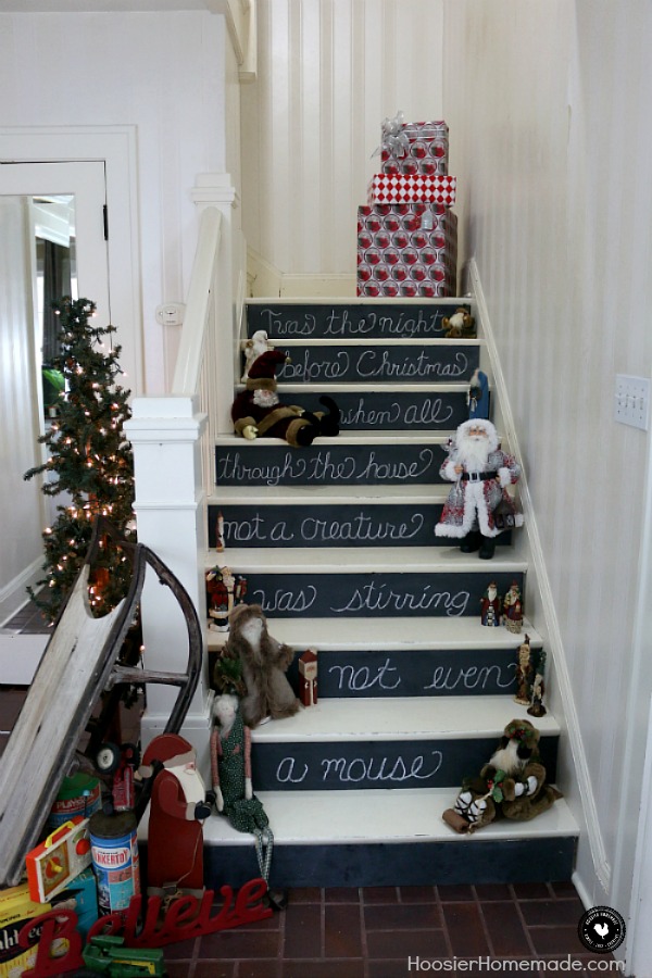 Vintage Christmas Decorating Ideas - 'Twas the night before Christmas, when all through the house, not a creature was stirring, not even a mouse. Add some magic to your home and create these Chalkboards to add to your stair risers. 