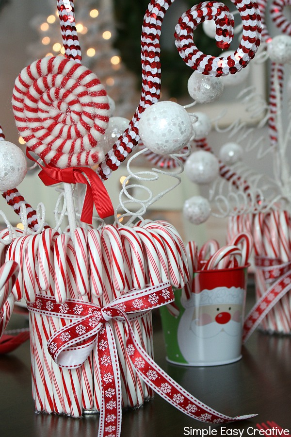 centerpieces with candy cane theme