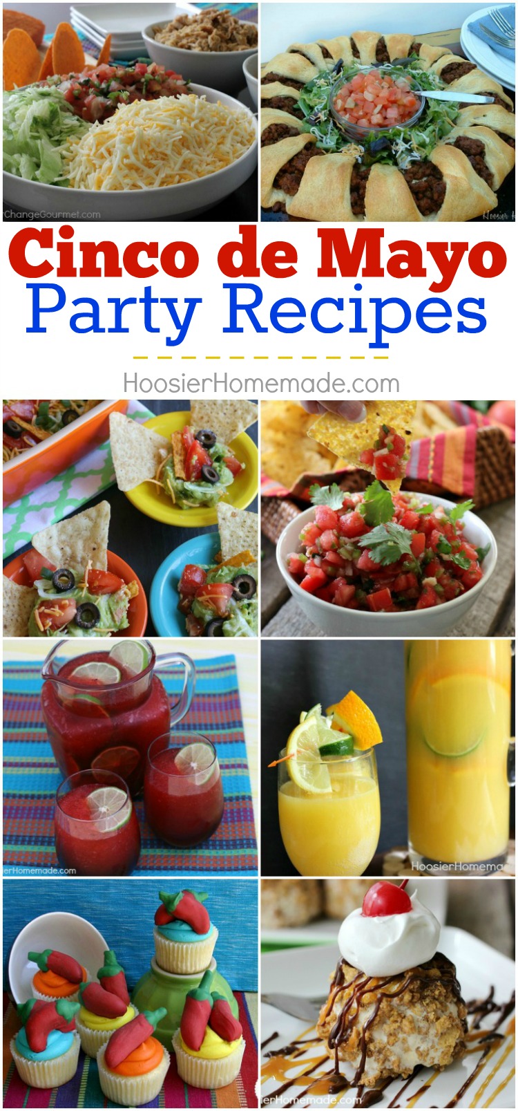 Are you ready to celebrate? These Cinco de Mayo Recipes are sure to please guests! Main Dishes, Sides, Snacks, Drinks and of course Dessert too! Be sure to save the recipes by pinning to your Party Board!
