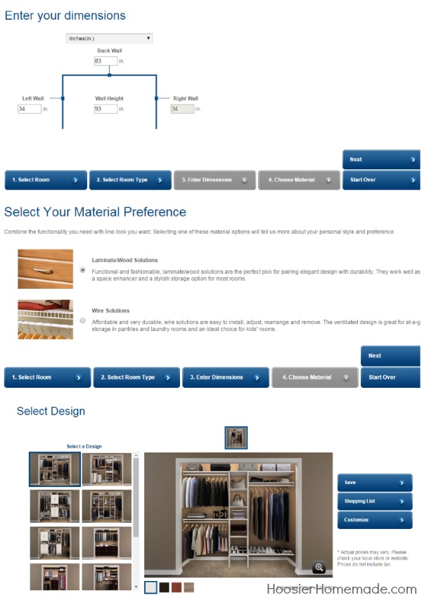 ClosetMaid Design Tool