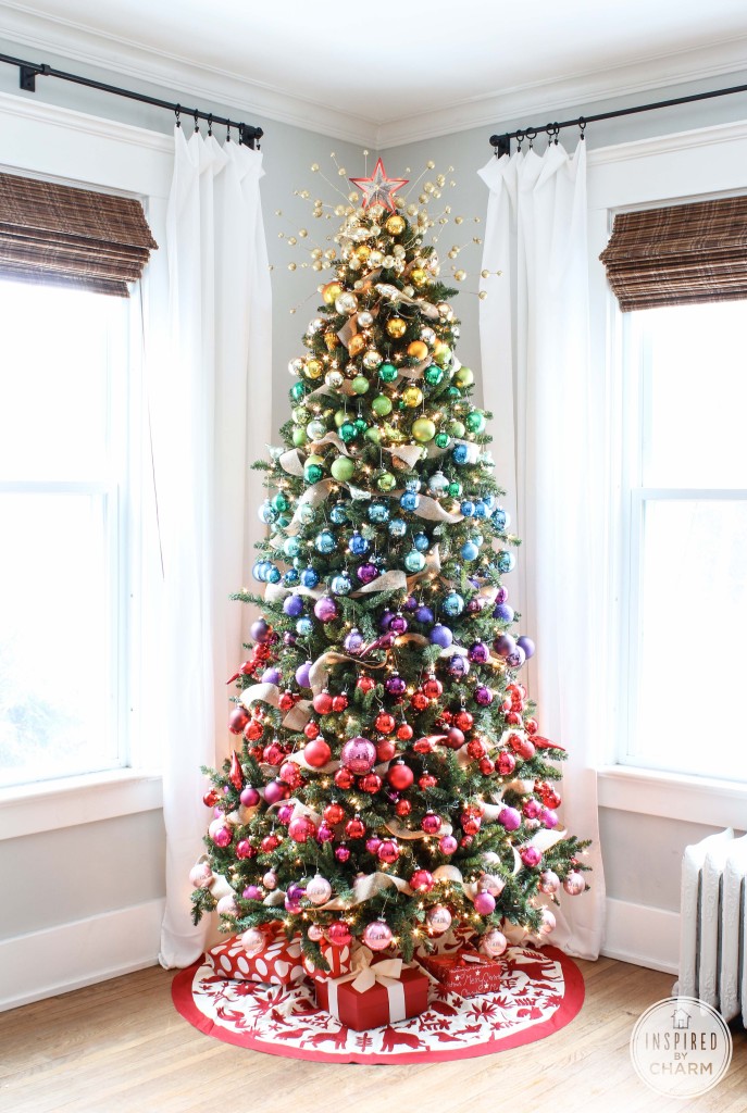 Make a statement with your Christmas Tree! This colorful, rainbow inspired Christmas Tree will impress your guests and put a smile on your face each time you walk by it! Visit our 100 Days of Homemade Holiday Inspiration for more recipes, decorating ideas, crafts, homemade gift ideas and much more!