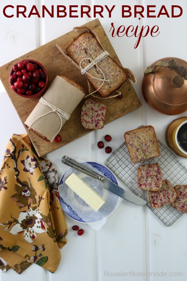 CRANBERRY BREAD RECIPE -- This easy to make Cranberry Bread has a hint of orange, is moist and full of flavor! It's perfect for gift giving too!