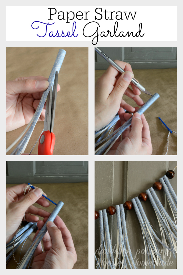 Create a super easy DIY paper straw tassel garland in minutes with these step by step instructions from Dandelion Patina for Hoosier Homemade