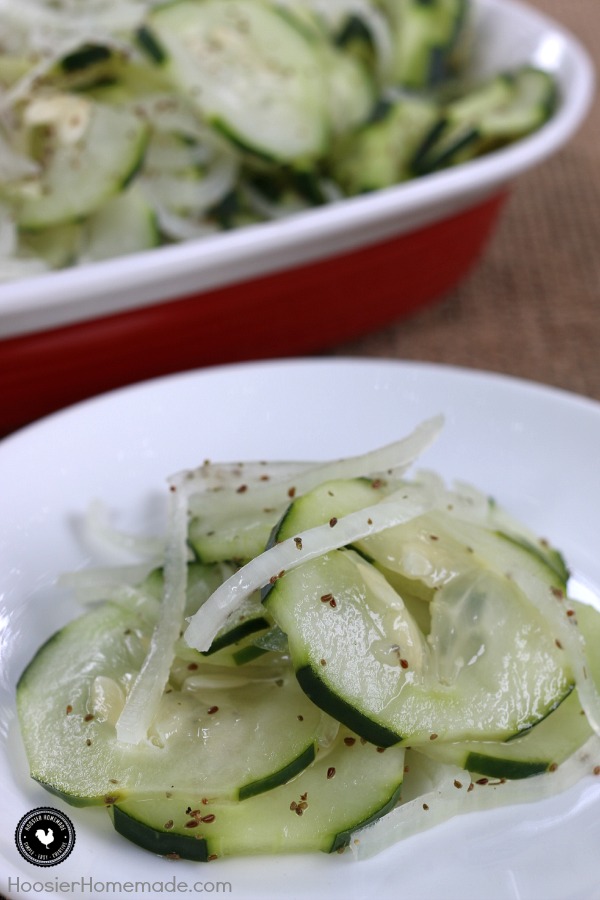 This make ahead Summer Salad Recipe is perfect with just about any meal! It's great for Potlucks, Picnics, Weeknight Dinner, Cookouts and more! Just a few simple ingredients and you are on your way to the PERFECT Summer Salad! Click on the Photo for the Cucumber Salad Recipe!