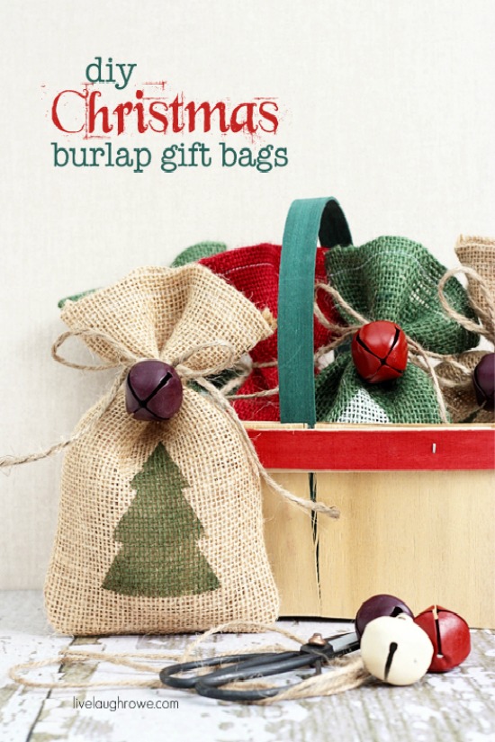 Burlap Gift Bags | 100 Days of Homemade Holiday Inspiration on HoosierHomemade.com