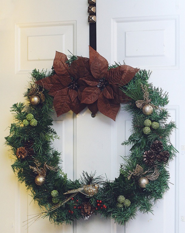 DIY Holiday Wreath: 100 days of Holiday Homemade Inspiration on HoosierHomemade.com