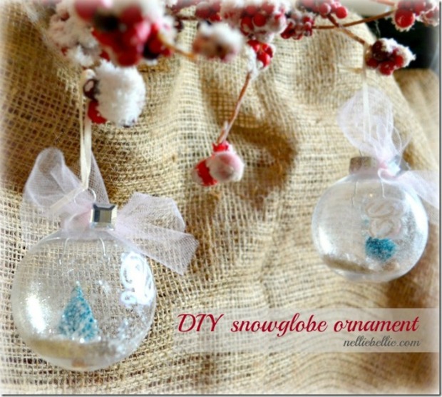 DIY Snow Globe Ornaments: 100 Days of Homemade Holiday Inspiration on HoosierHomemade.com