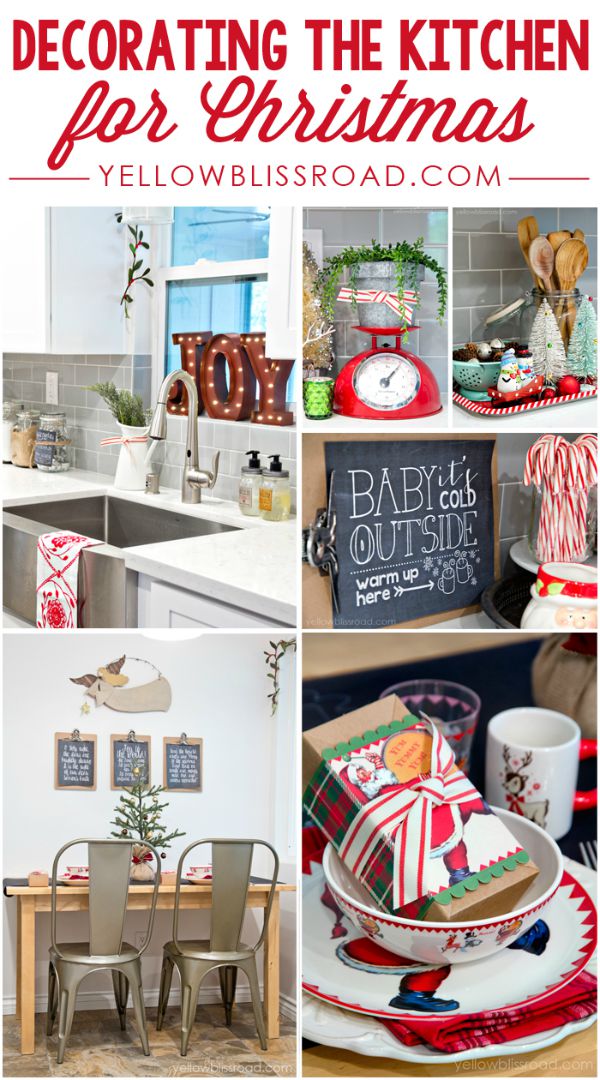 Add some sparkle to your kitchen with these fun Christmas decorating ideas! A spot for Hot Cocoa, Baking Cookies and more! Visit our 100 Days of Homemade Holiday Inspiration for more recipes, decorating ideas, crafts, homemade gift ideas and much more!