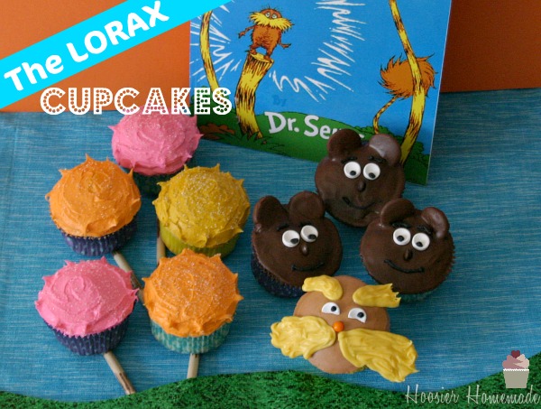 Dr. Seuss Lorax Cupcakes | on HoosierHomemade.com