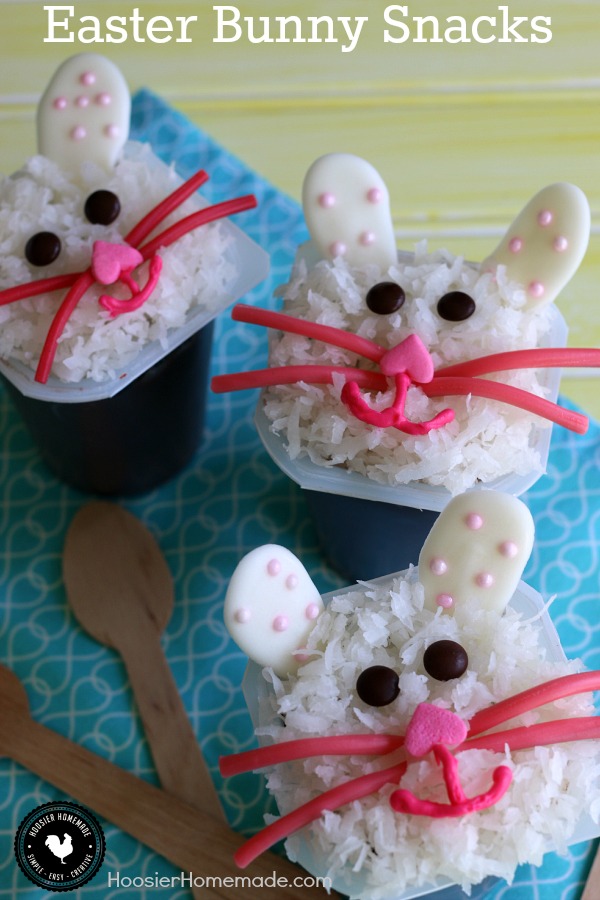 Easter Bunny Snacks - let the kids have fun and create these adorable Easter Bunny Treats. Simple, easy to find ingredients! Pin to your Easter Board!