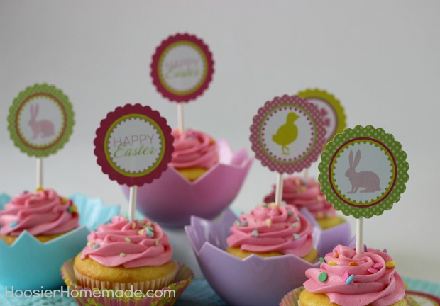 Printable Easter Cupcake Toppers | Available on HoosierHomemade.com