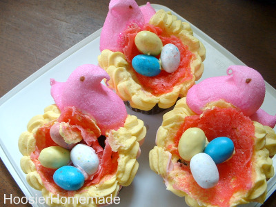 easter cupcakes with peeps. ~Peeps Nest