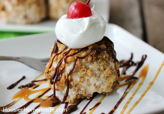 Easy Fried Ice Cream without Frying | Recipe on HoosierHomemade.com