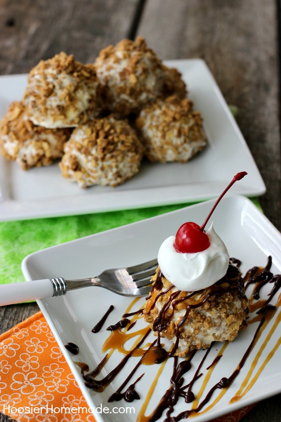 Easy Fried Ice Cream without Frying | Recipe on HoosierHomemade.com