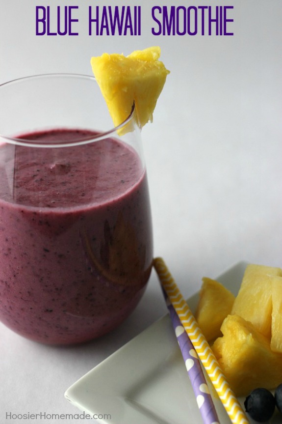 Easy Fruit Smoothie Recipe - The super combination of blueberries and pineapple will make you feel like a kid again! Pin to your Recipe Board!