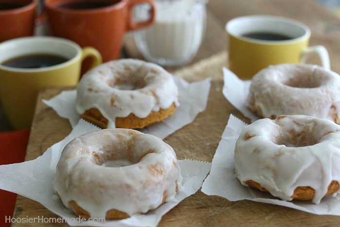 Homemade Pumpkin Doughnuts with only 3 ingredients plus the glaze