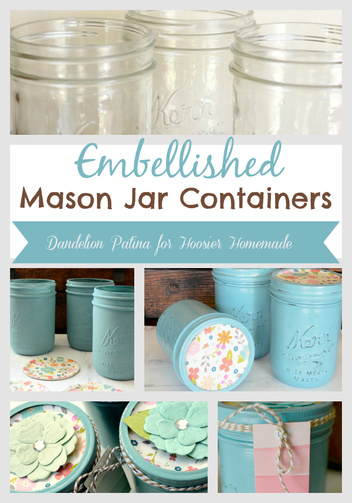 Perfect for Mother's Day, Teacher's Appreciation Gifts, Birthday Gifts and much more! These Embellished Chalk Paint Mason Jars are easy to make and take just a few supplies! Be sure to save them by pinning to your Craft Board!
