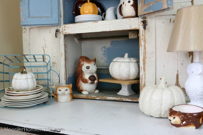 FALL DECORATING: HOOSIER CABINET -- Touches of Autumn in this EASY Fall Decor! 