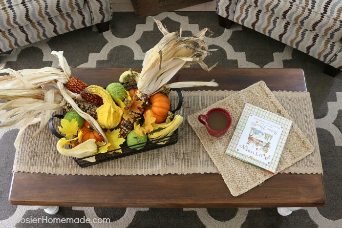 Fall Decorating on a coffee table