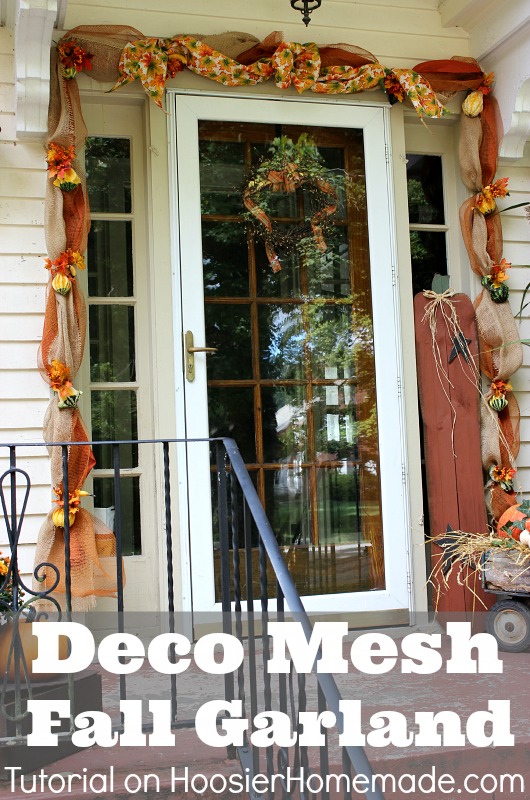 Deco Mesh Fall Garland Tutorial on HoosierHomemade.com