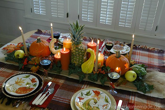 Fall Tablescape Tutorial - Creating a beautiful table centerpiece for your Fall or Thanksgiving dinner is easier than you think! Learn how to decorate your table with these step-by-step photos. 