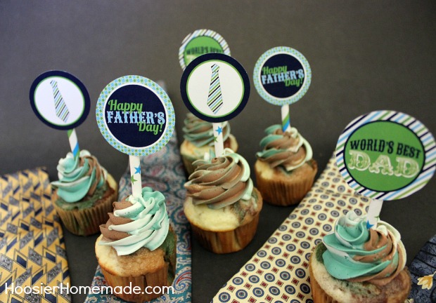 Free Printable Father's Day Cupcake Toppers :: Available on HoosierHomemade.com