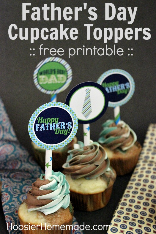 Free Printable Father's Day Cupcake Toppers :: Available on HoosierHomemade.com