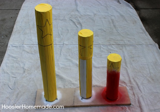 DIY Wooden Firecrackers: Summer Front Porch Decorating on HoosierHomemade.com