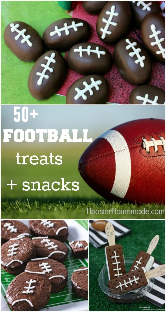 50+ Football Treats and Snacks! Perfect for the "Big Game", Tailgating, or even a Football Birthday Party! Pin to your Recipe Board!