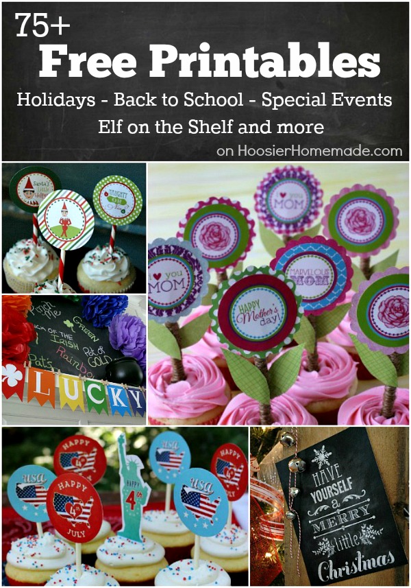 FREE Printables for Holidays, Back to School, Elf on the Shelf and much more! Including Cupcake Toppers, Gift Tags, Banners and more! Perfect for all your parties! Pin to your Party Board!