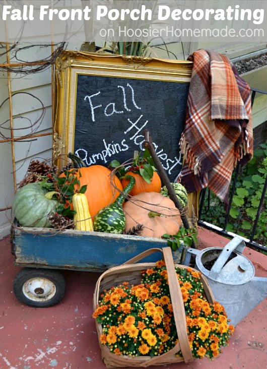 Fall Front Porch Decorating :: HoosierHomemade.com