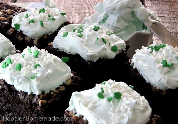 Frosted Mint Brownies | Recipe on HoosierHomemade.com