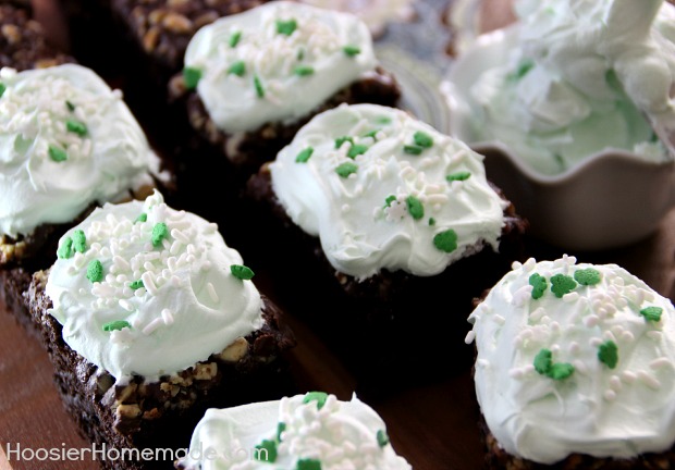 Frosted Mint Brownies | Recipe on HoosierHomemade.com