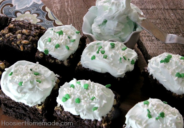 Frosted Mint Brownies | Recipe on HoosierHomemade.com