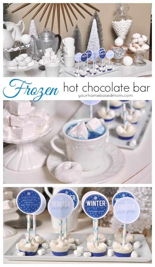 This Frozen Themed Hot Chocolate Bar is fun for the kids AND adults! Visit our 100 Days of Homemade Holiday Inspiration for more recipes, decorating ideas, crafts, homemade gift ideas and much more!