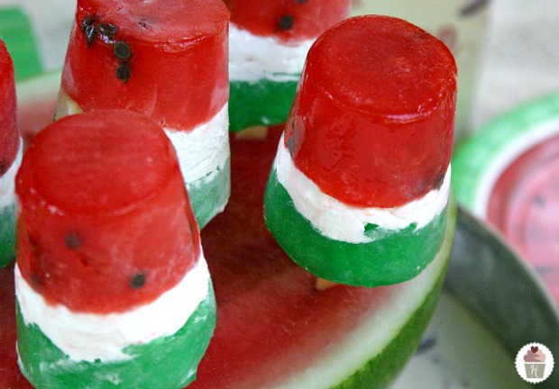 Frozen Watermelon Pops :: Recipe on HoosierHomemade.com