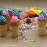 Mini Funfetti Birthday Cupcake Cones :: Recipe on HoosierHomemade.com