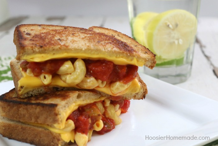 GRILLED MACARONI AND CHEESE FIESTA SANDWICH -- Take your ordinary grilled cheese up a notch! Add macaroni and cheese, salsa and a special ingredient to send it over the top! 